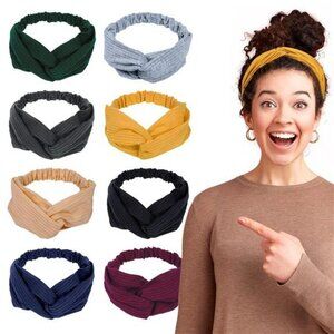 Boho Womens Elastic Headbands 8 Pack Soft Sweat Wicking Yoga Workout Hairband